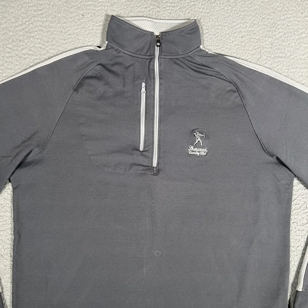 FootJoy Sweater Mens Medium Gray 1/4 Zip Golf Pullover Casual Preppy Sherwood CC
